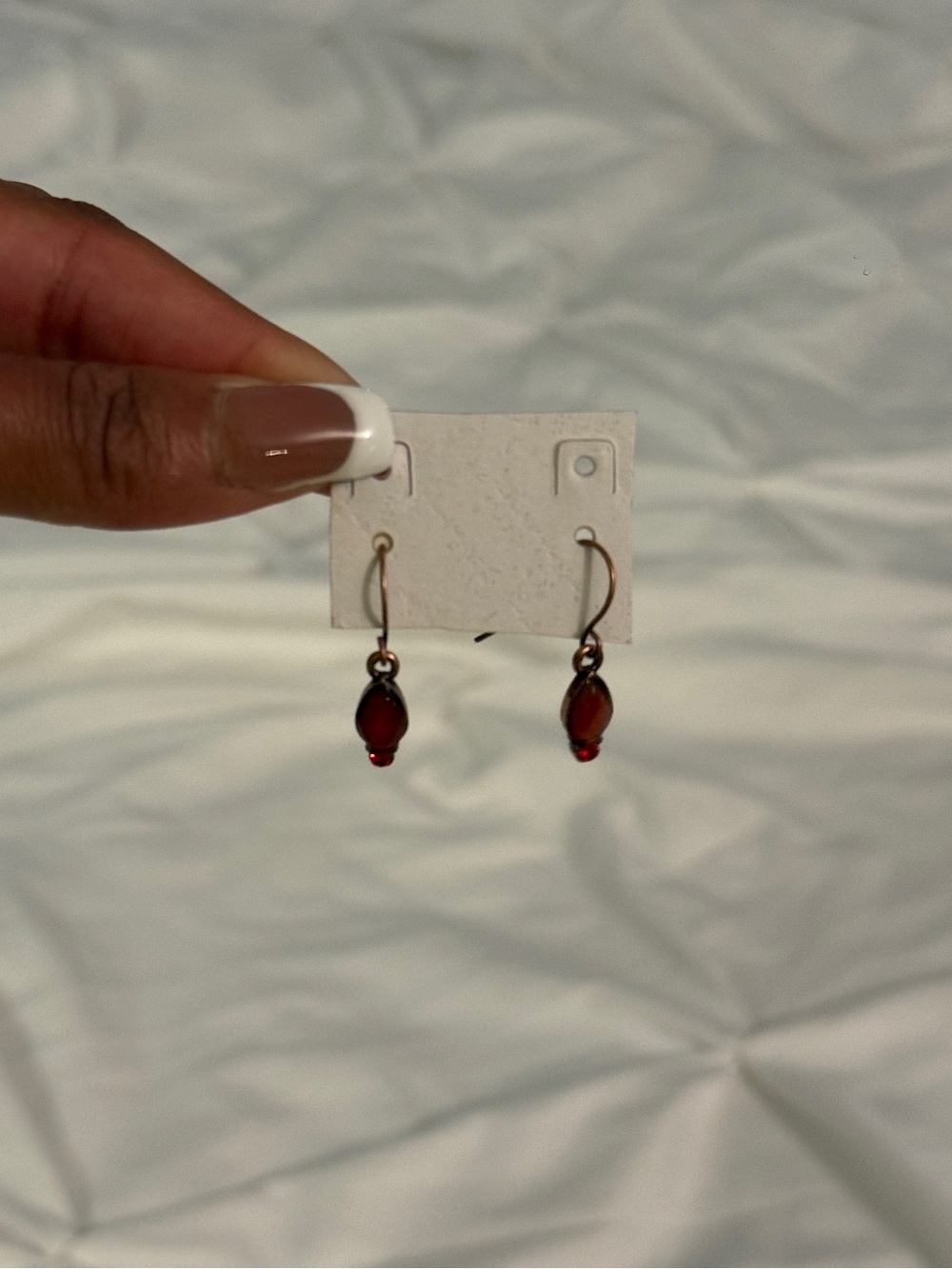 Red Glass Drop Hook Earrings for Women